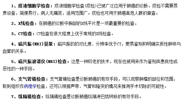 診斷肺癌可以做哪些檢查項目？