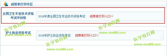 2019年初級(jí)護(hù)師考試成績(jī)單打印入口