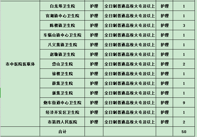 2020年中旬江蘇省邳州市衛(wèi)健委招聘護(hù)理人員崗位計劃表1