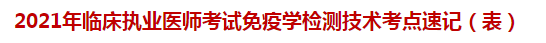 2021年臨床執(zhí)業(yè)醫(yī)師考試免疫學(xué)檢測(cè)技術(shù)考點(diǎn)速記（表）