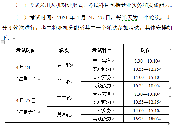 考試方式及時間