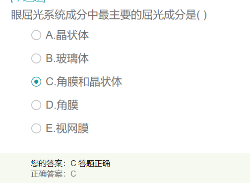 眼屈光系統(tǒng)成分中最主要的屈光成分是？