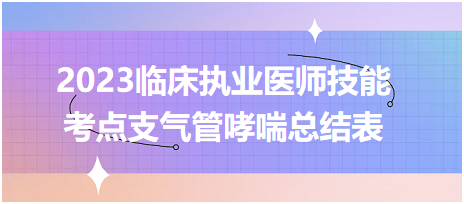 2023臨床執(zhí)業(yè)醫(yī)師實(shí)踐技能必考考點(diǎn)支氣管哮喘總結(jié)表