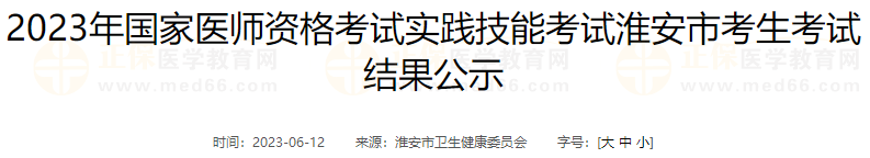 2023年國家醫(yī)師資格考試實(shí)踐技能考試淮安市考生考試結(jié)果公示