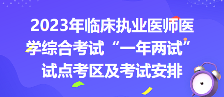 2023年臨床執(zhí)業(yè)醫(yī)師醫(yī)學綜合考試“一年兩試”試點考區(qū)及考試安排